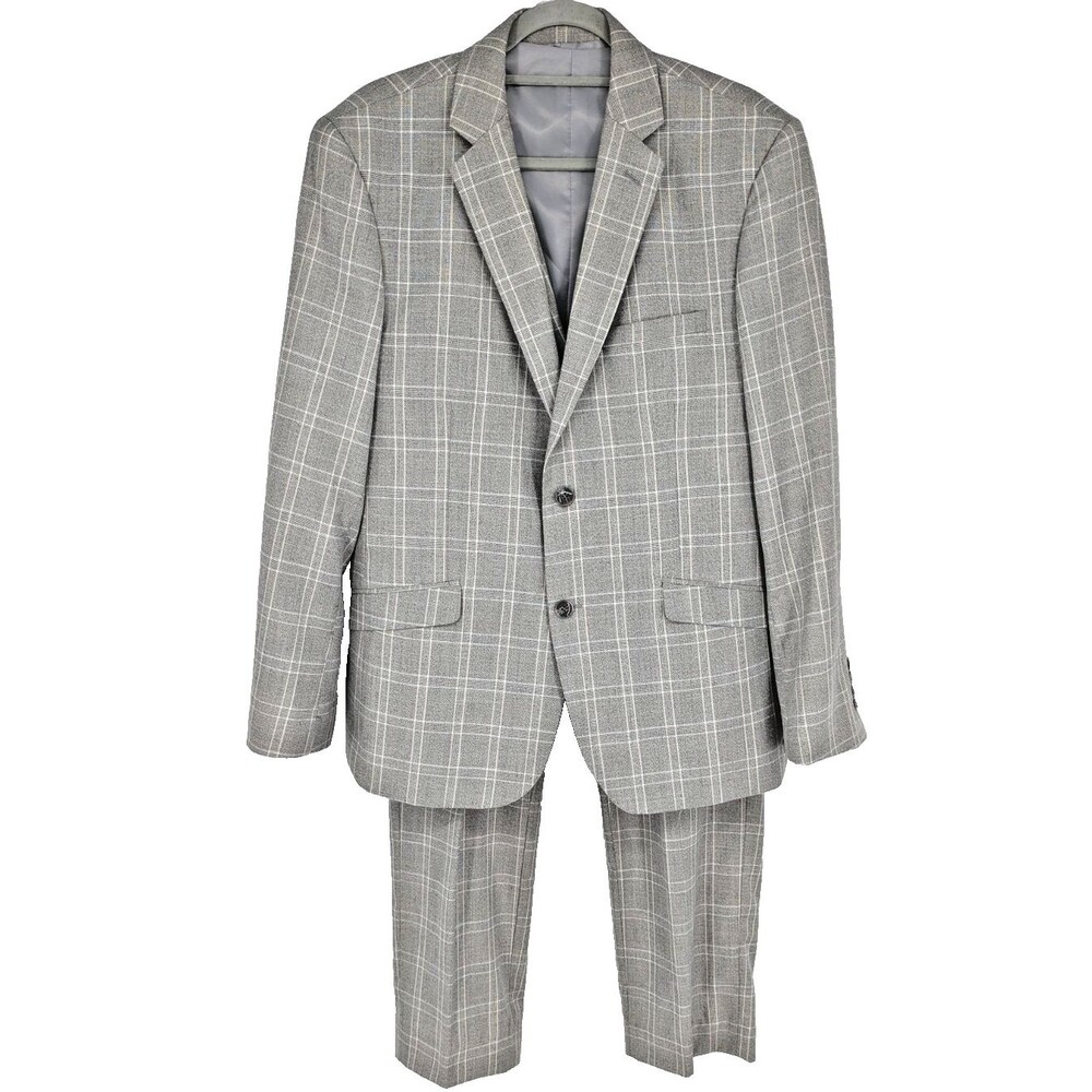 Gray Plaid Men's Suit